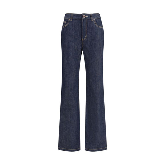 Blue Cotton Straight-Leg Jeans