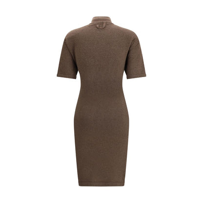 Brown Merino Wool Casual Dress