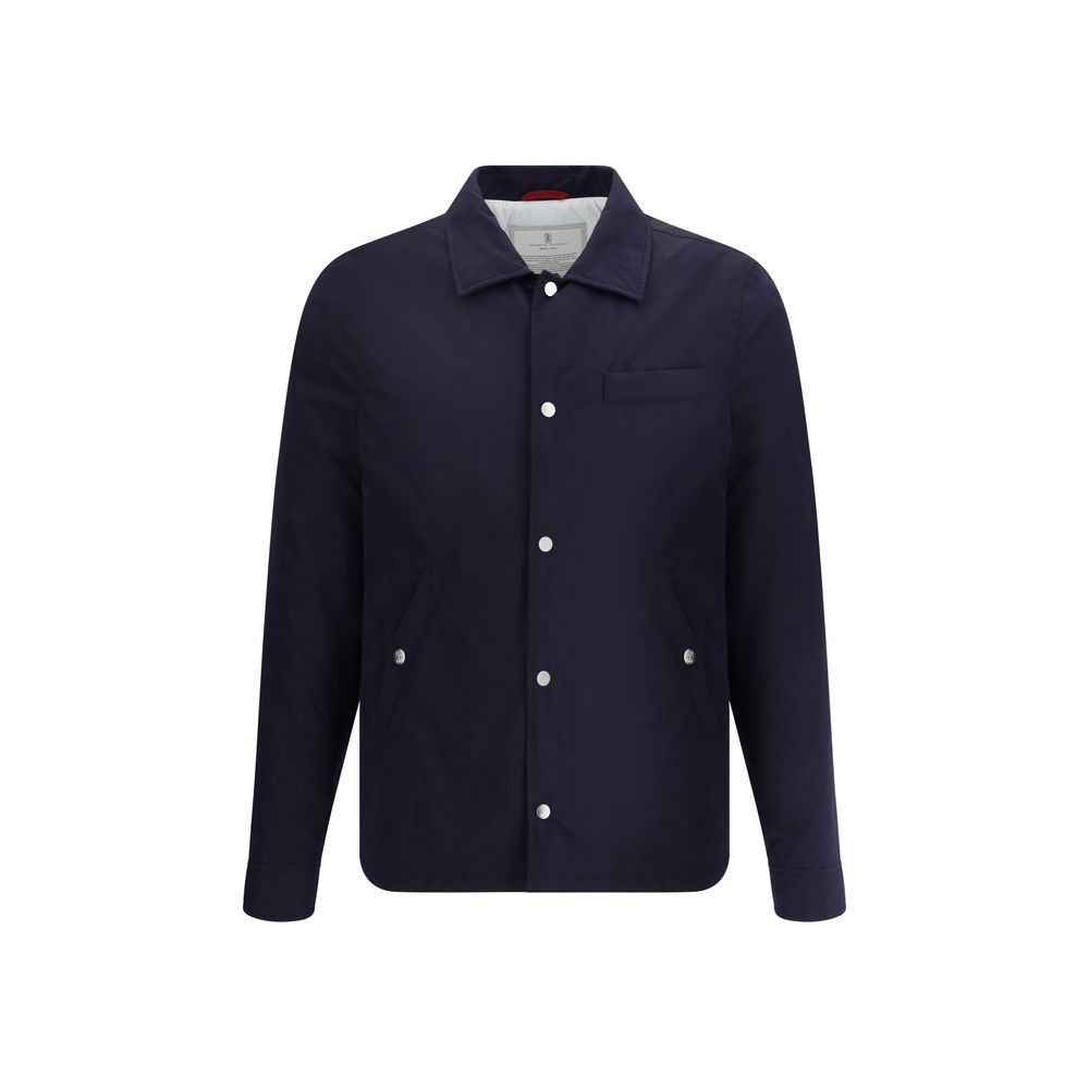 Blue Nylon Full-Length Jacket