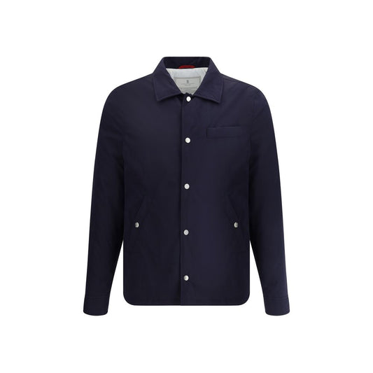 Blue Nylon Full-Length Jacket