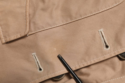 Beige Cotton Button Up Fitted Cropped Jacket