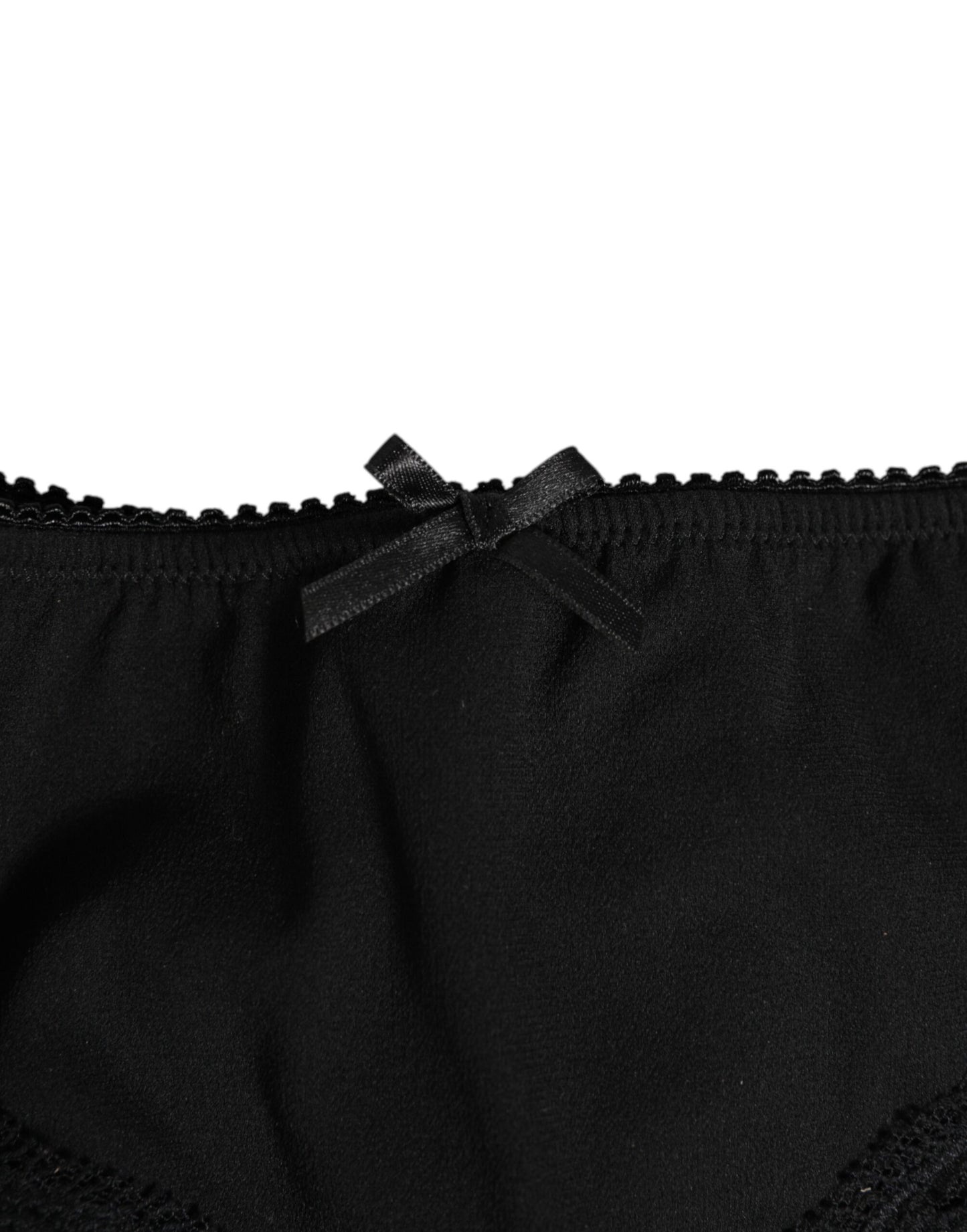 Black Silk Satin Floral Lace Panty Brief Underwear