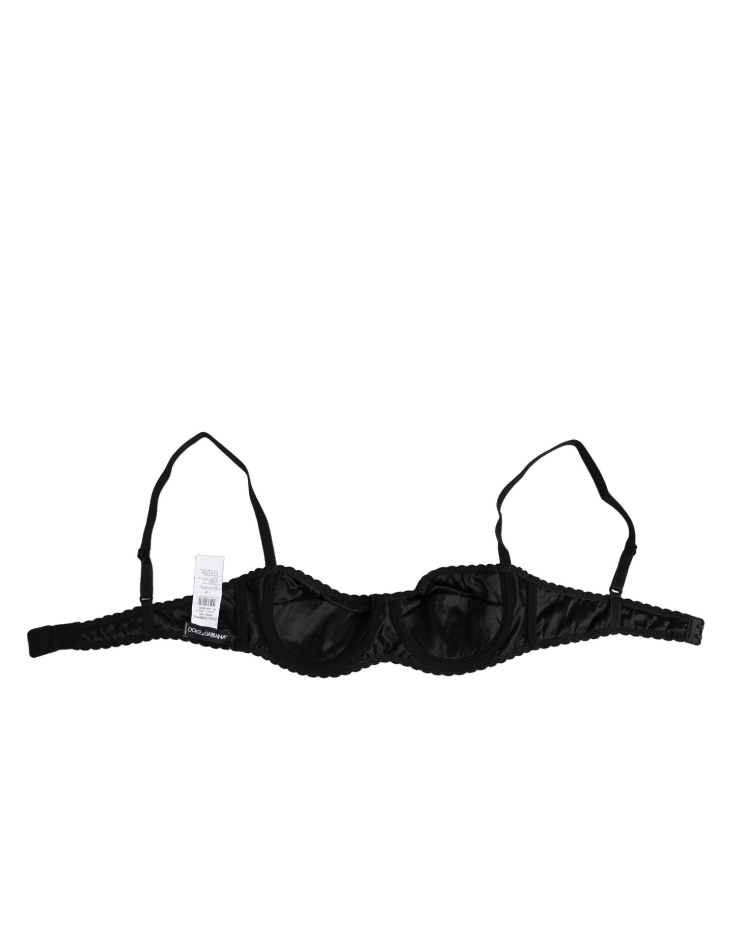 Black Silk Underwired Balconette Bra Underwear
