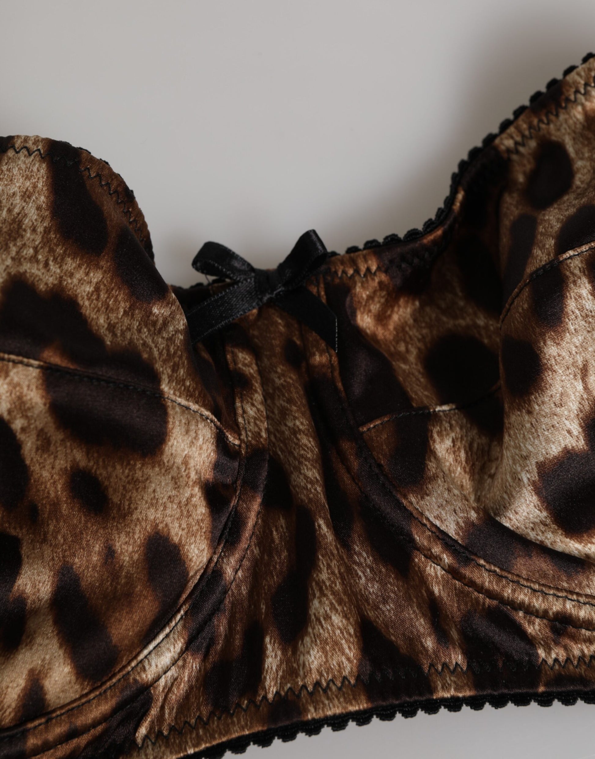 Brown Leopard Silk Balconnet Bra Underwear
