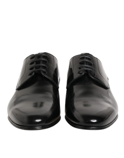 Black Calfskin Leather Derby Men Dress Shoes