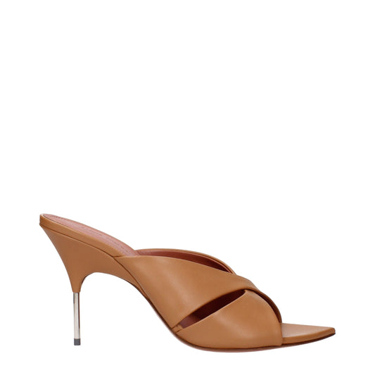 Brown Leather Stiletto Heel Sandals