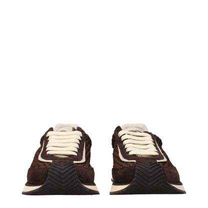 Brown Fabric Low Top Sneakers