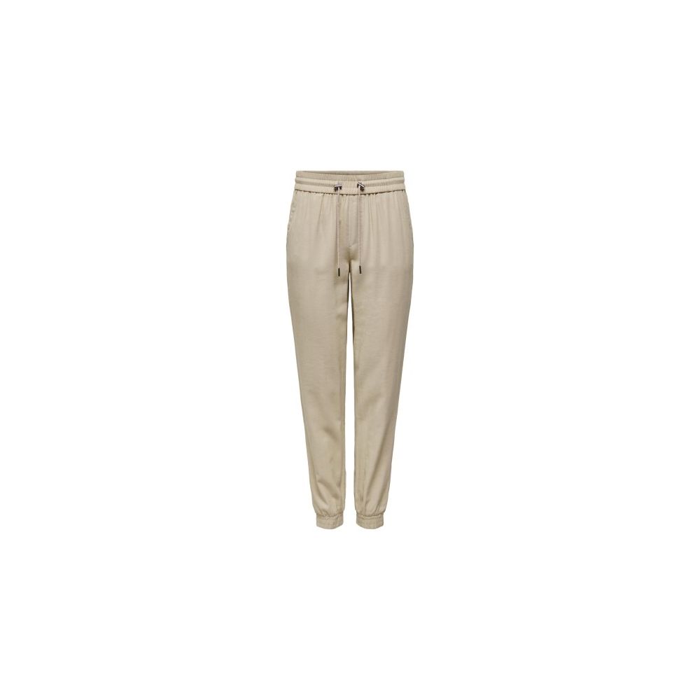 Beige Viscose Casual Pants