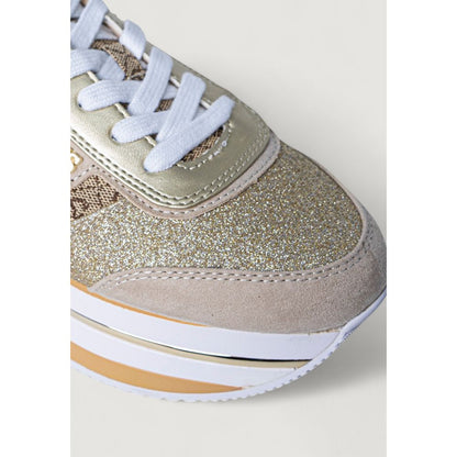 Beige Polyester Platform Sneakers