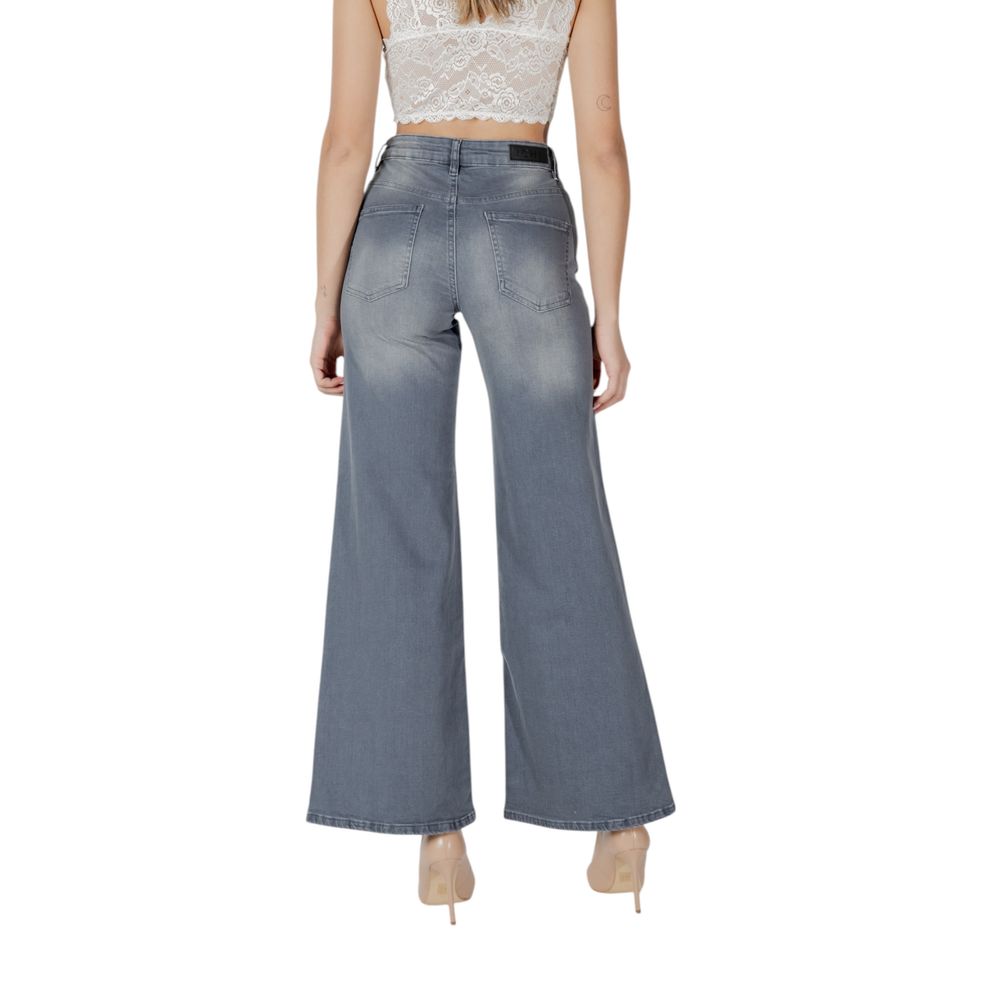 Gray Cotton Bootcut Jeans