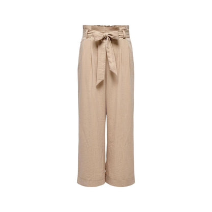 Beige Viscose Casual Pants