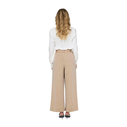Beige Viscose Casual Pants