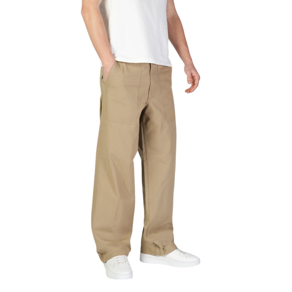 Beige Cotton Casual Pants