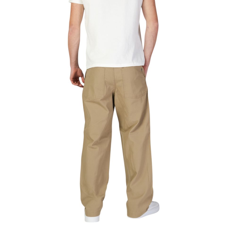 Beige Cotton Casual Pants