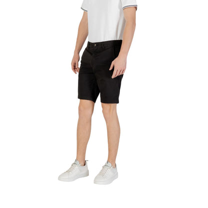 Black Cotton Bermuda Shorts