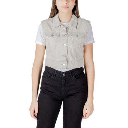 Light Blue Cotton Sleveless Jacket