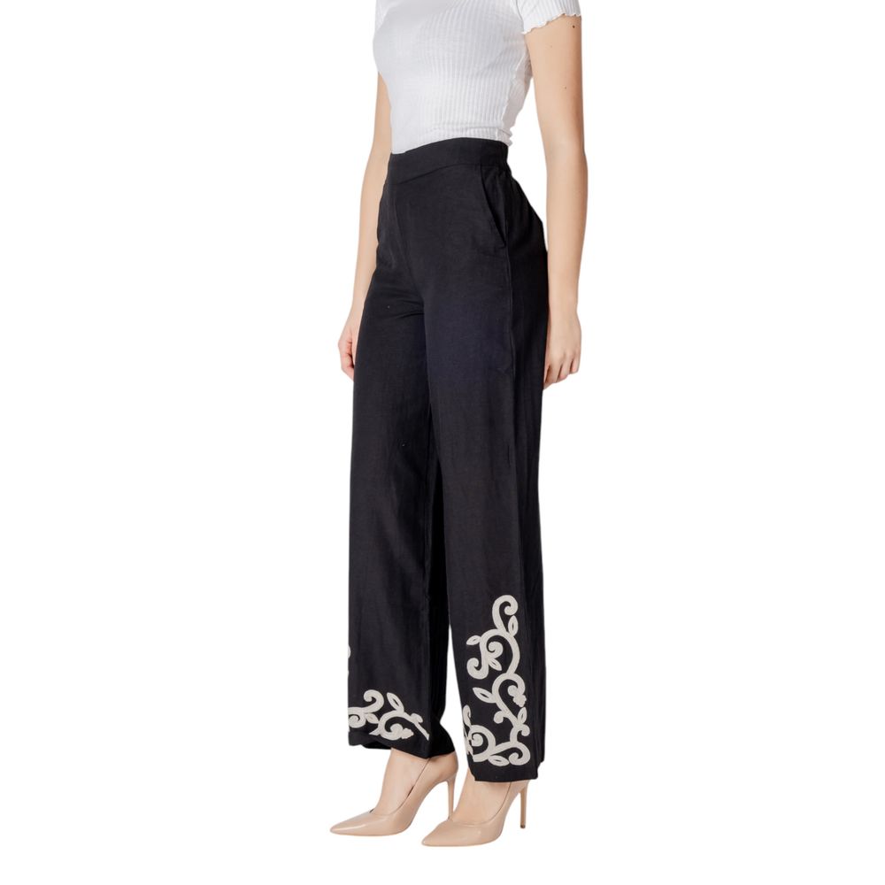 Black Viscose Flared Pants