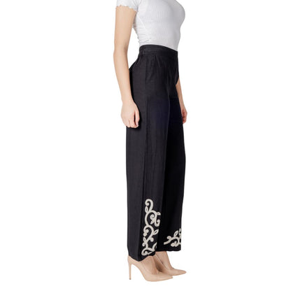 Black Viscose Flared Pants