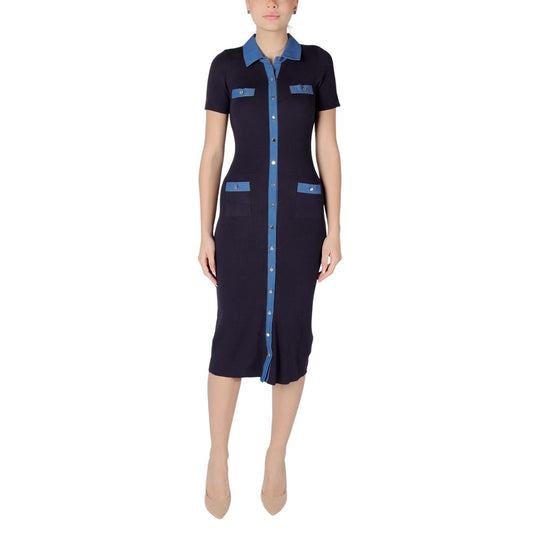 Blue Viscose Long Dress