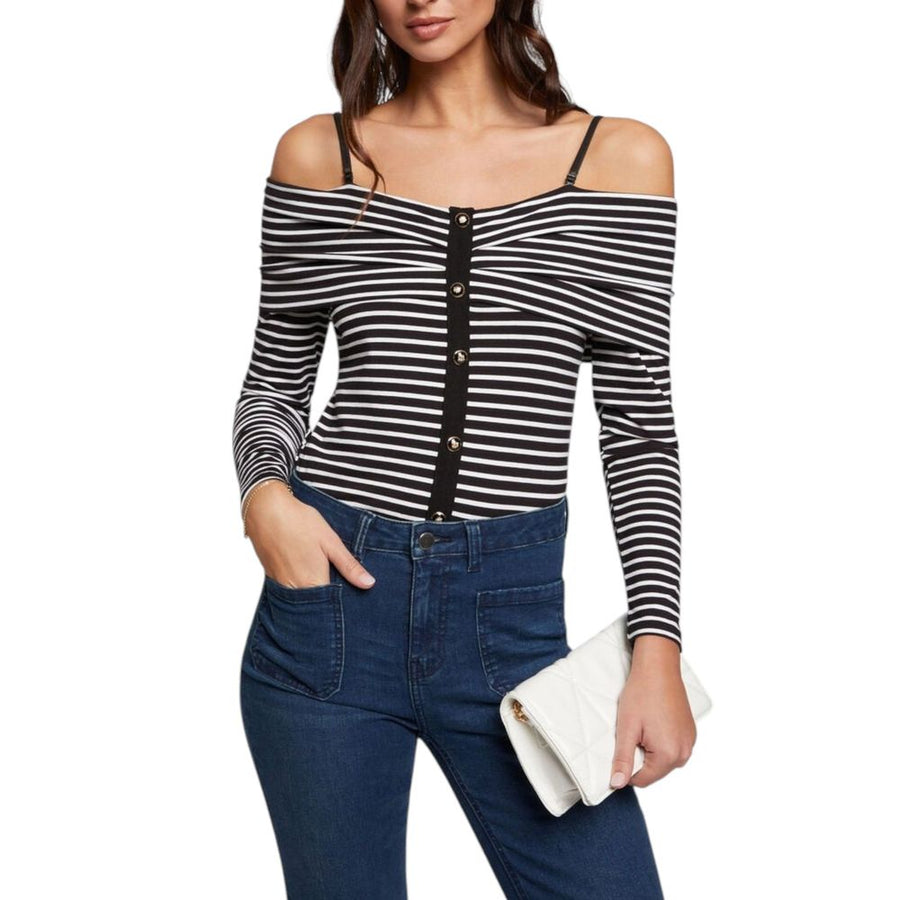 Black And White Viscose Long Sleeve T-Shirt