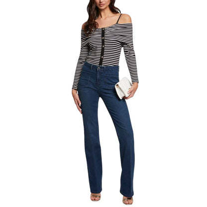 Black And White Viscose Long Sleeve T-Shirt