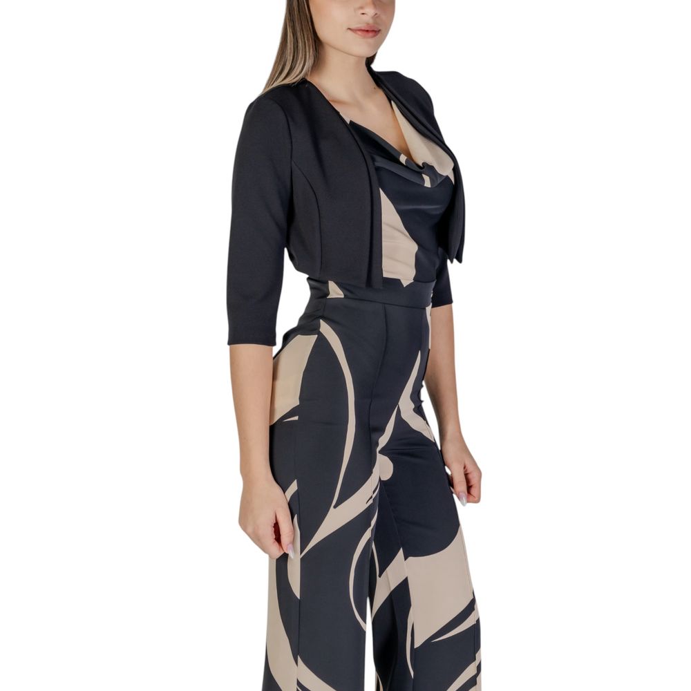 Black Polyester Sleveless Jacket