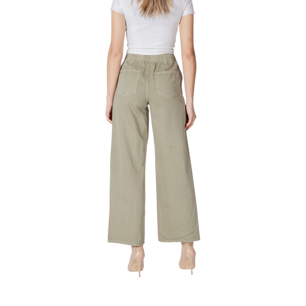 Green Cotton Casual Pants