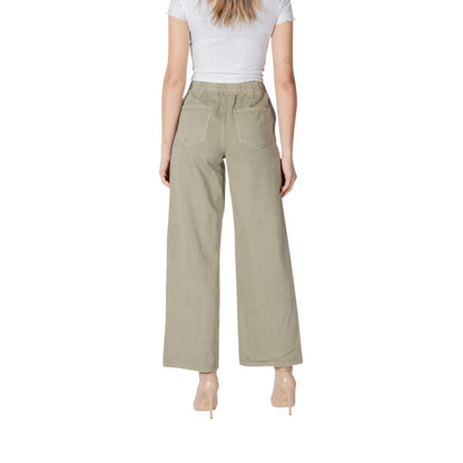 Green Cotton Casual Pants