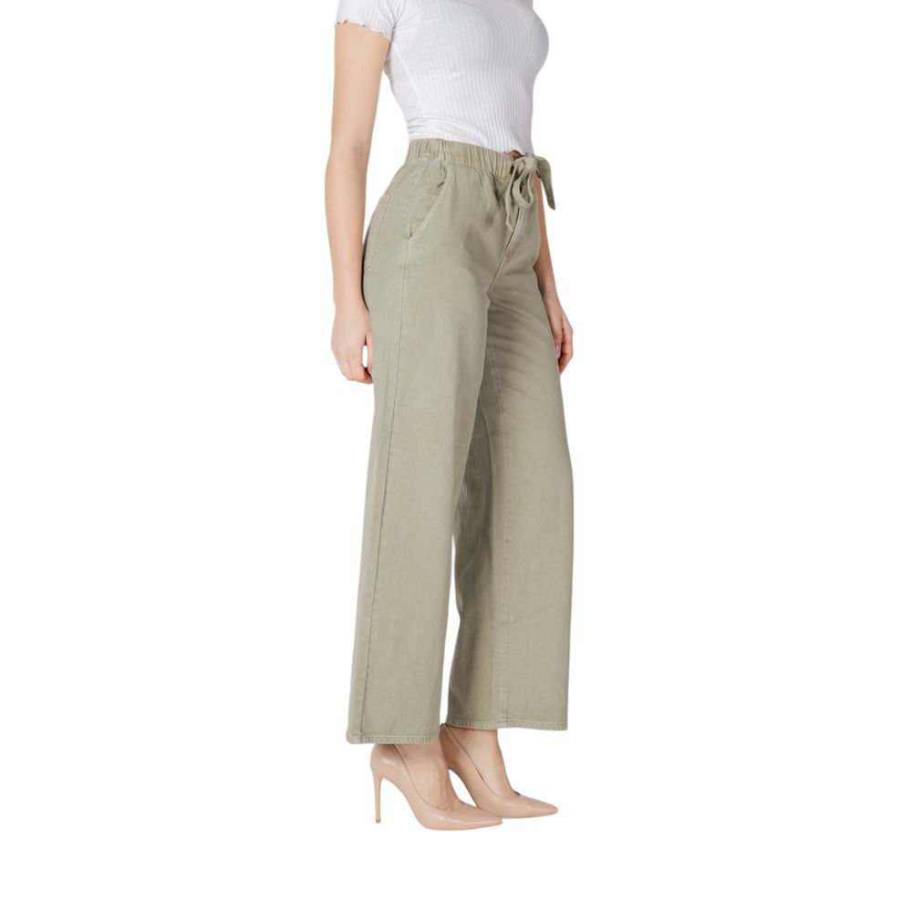 Green Cotton Casual Pants