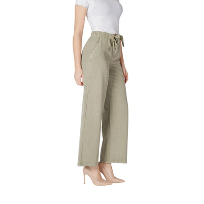 Green Cotton Casual Pants