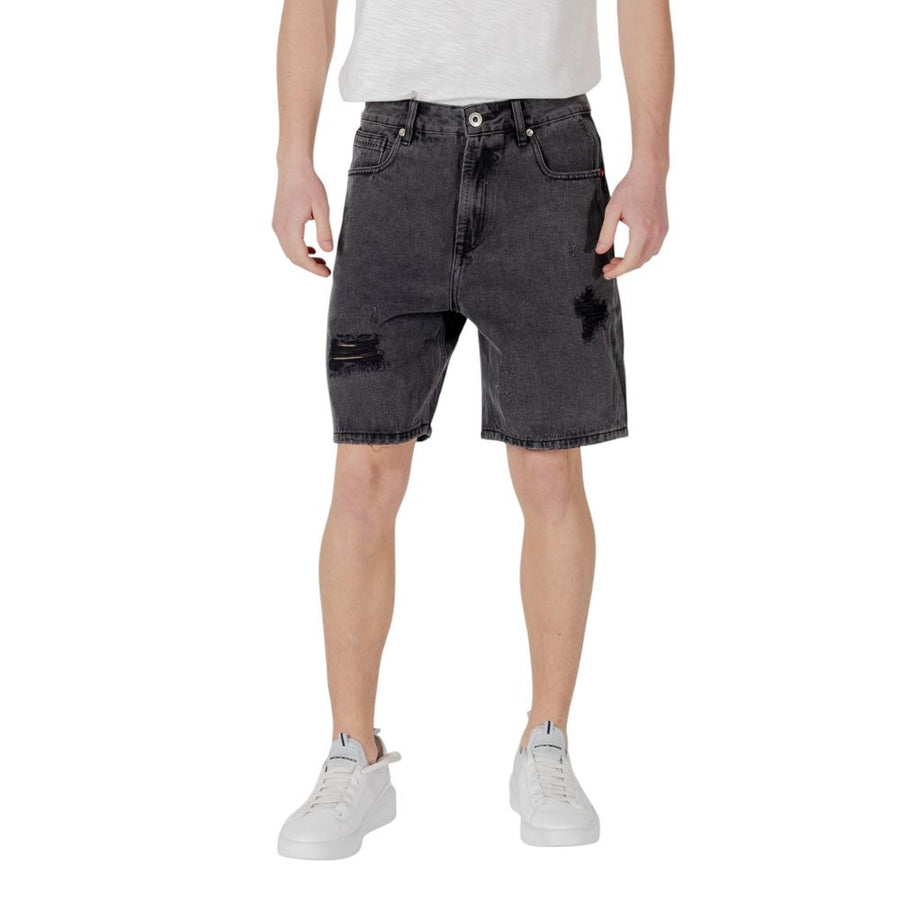Black Cotton Bermuda Shorts