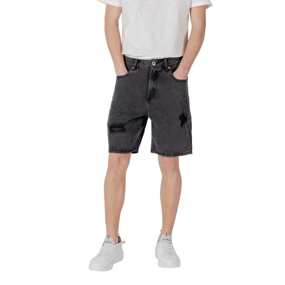 Black Cotton Bermuda Shorts