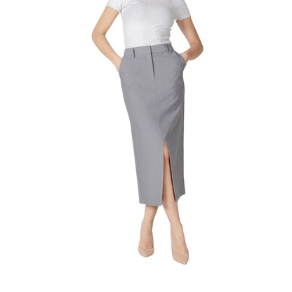 Gray Polyester Long Skirt