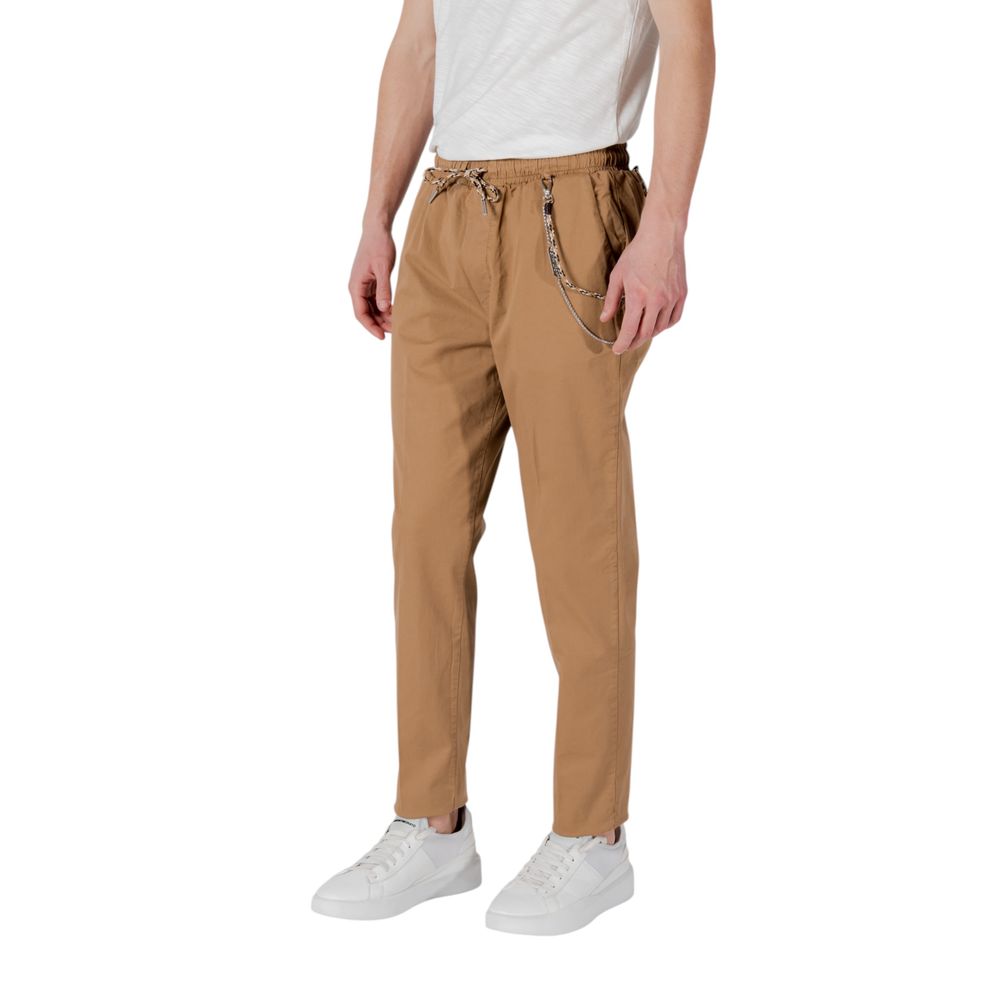 Brown Cotton Casual Pants