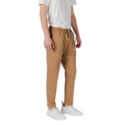 Brown Cotton Casual Pants