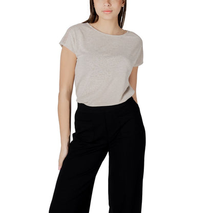 Beige Polyester T-Shirt