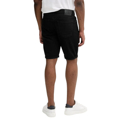 Black Cotton Bermuda Shorts