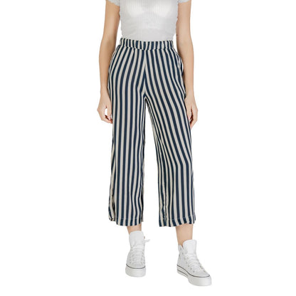 Blue Viscose Cropped Pants