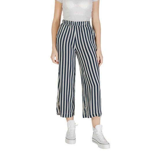Blue Viscose Cropped Pants