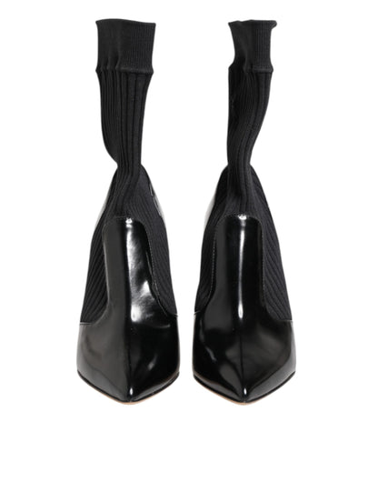 Black Stretch Stilettos Booties Socks Shoes