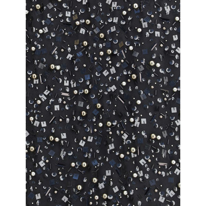 Black Polyester Midi Skirt