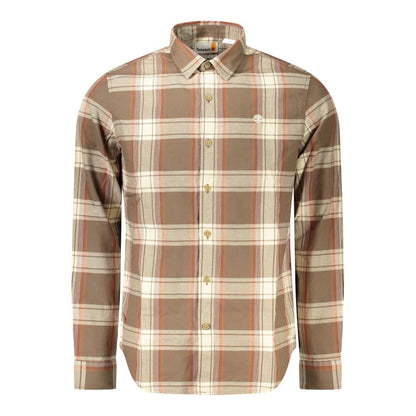 Brown Cotton Men Shirt