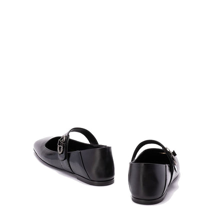Black Calfskin Ballet Flats