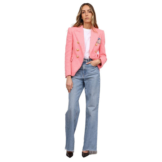 Pink Cotton Women Blazer