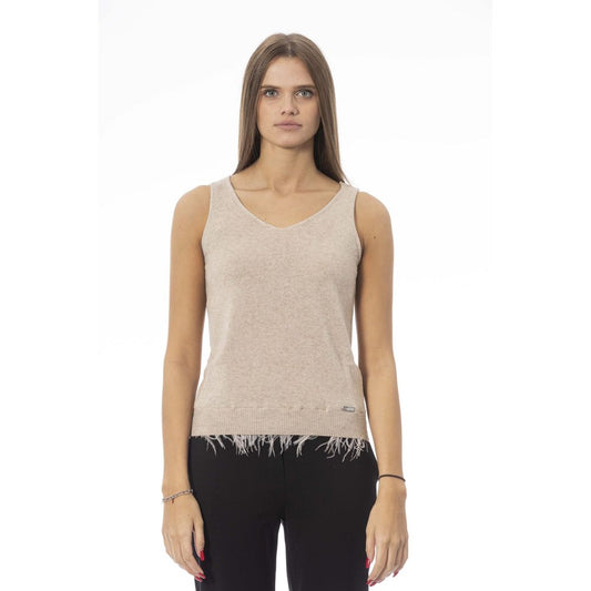 Beige Wool Women Top