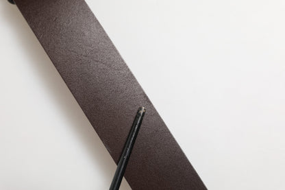 Brown Leather Baroque DG Gold Buckle Men Belt