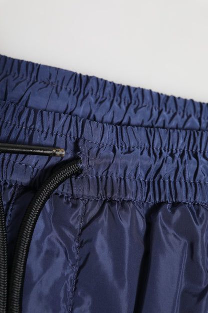 Blue Nylon Straight Jogger Sweatpants Pants