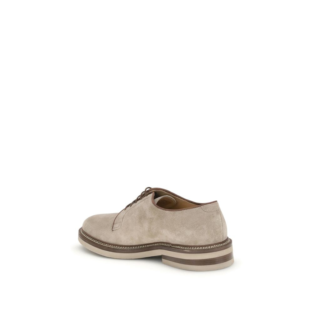 Beige Calf Leather Bos Taurus Oxfords And Derbies