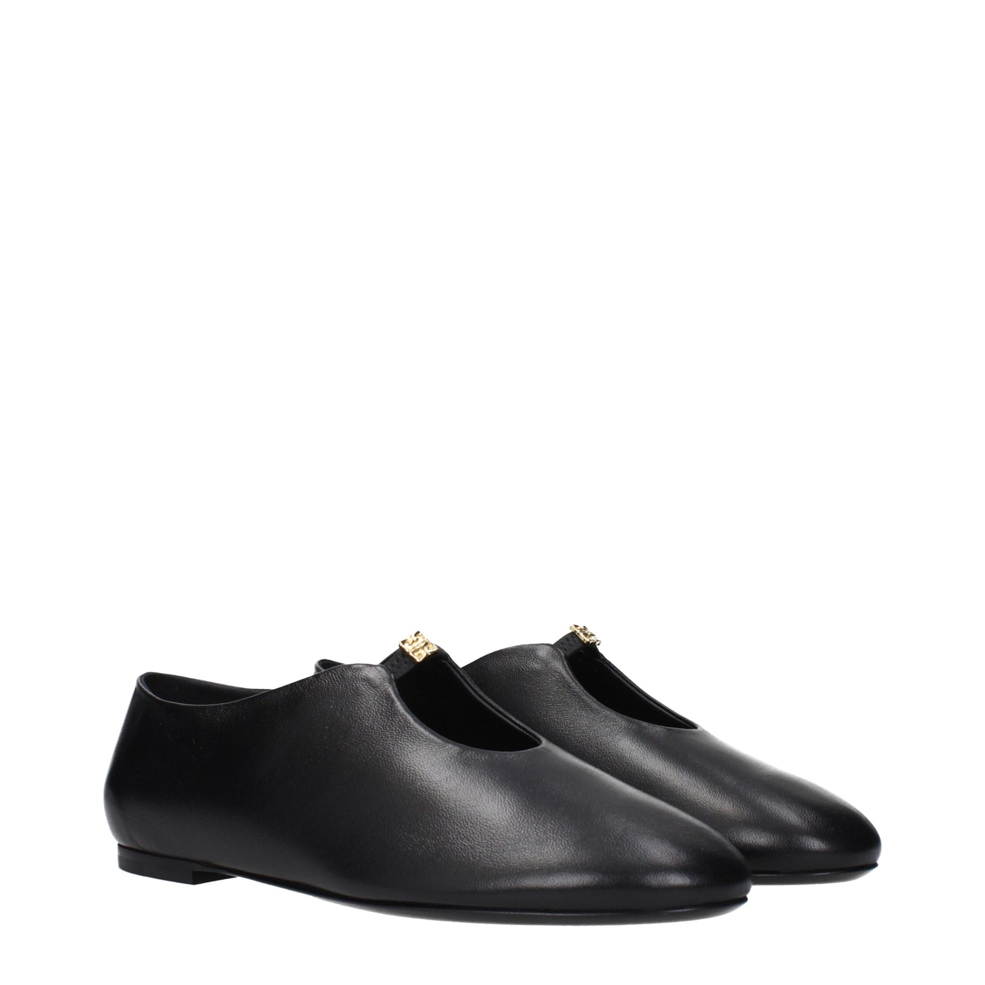 Black Leather Ballet Flats