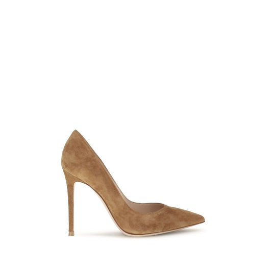 Beige Leather High Heel Pumps
